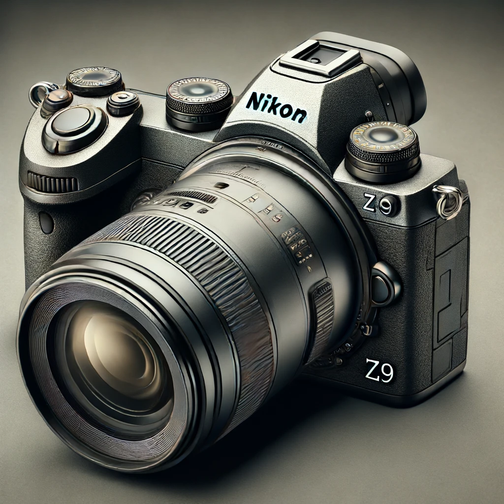 DALL·E 2024 06 13 12.51.49 A highly detailed and realistic drawing of the Nikon Z9 camera. The drawing should showcase the camera from different angles highlighting its design