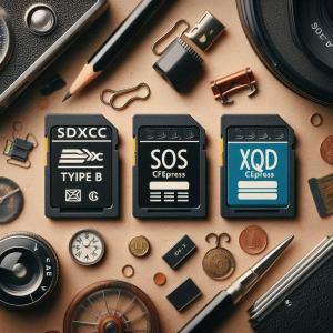 SDXC, CFexpress Type B, CFexpress Type A, and XQD memory cards